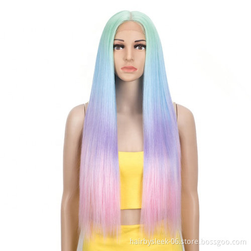 Rebecca Middle Part Ombre Long Straight Synthetic Lace Wig 30 inches High Temperature Heat Resistance Fiber Synthetic Lace Wigs